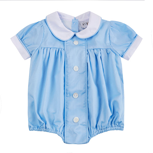 Soft Pleated Romper Blue ONE LEFT