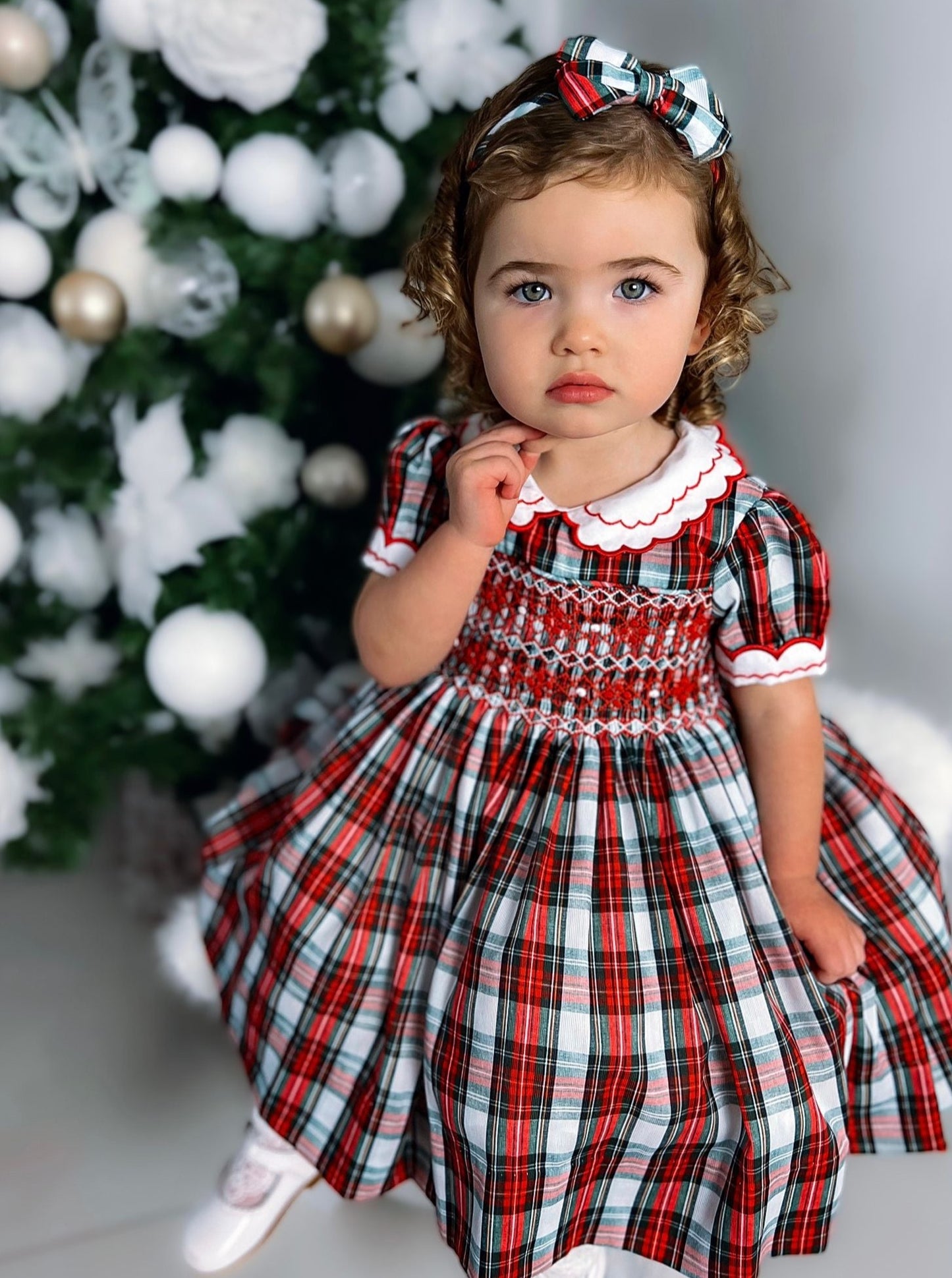 Hand smocked CAMERON dress and hairband