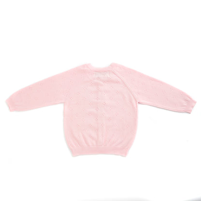 Pure organic cotton open work cardigan pink