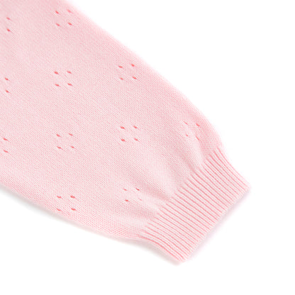 Pure organic cotton open work cardigan pink