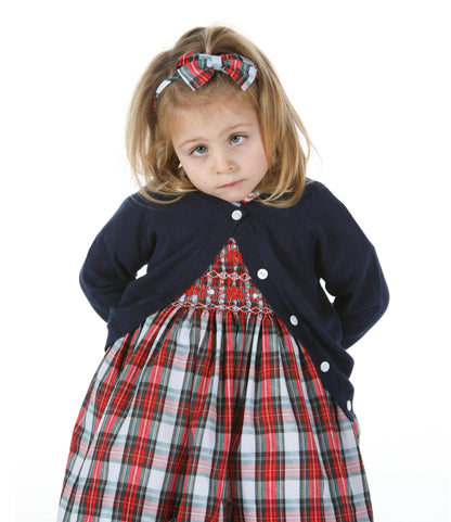 Pure organic cotton open work cardigan navy