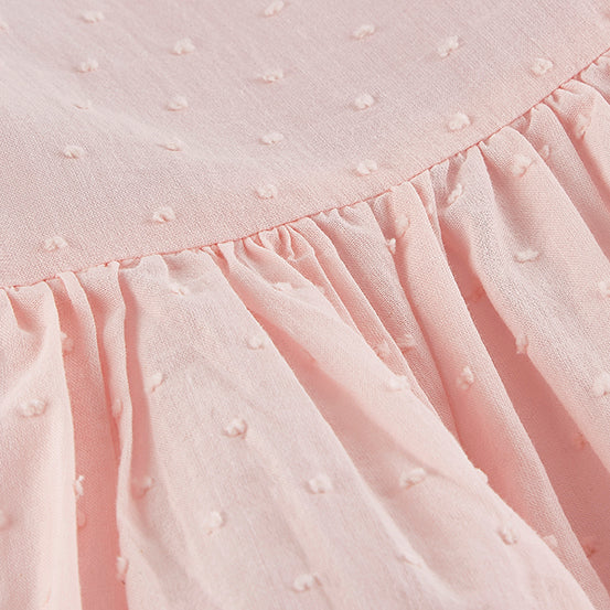 Peach Plumeti Frill Dress