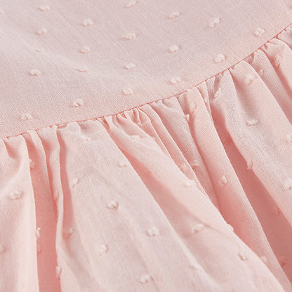 Peach Plumeti Frill Dress