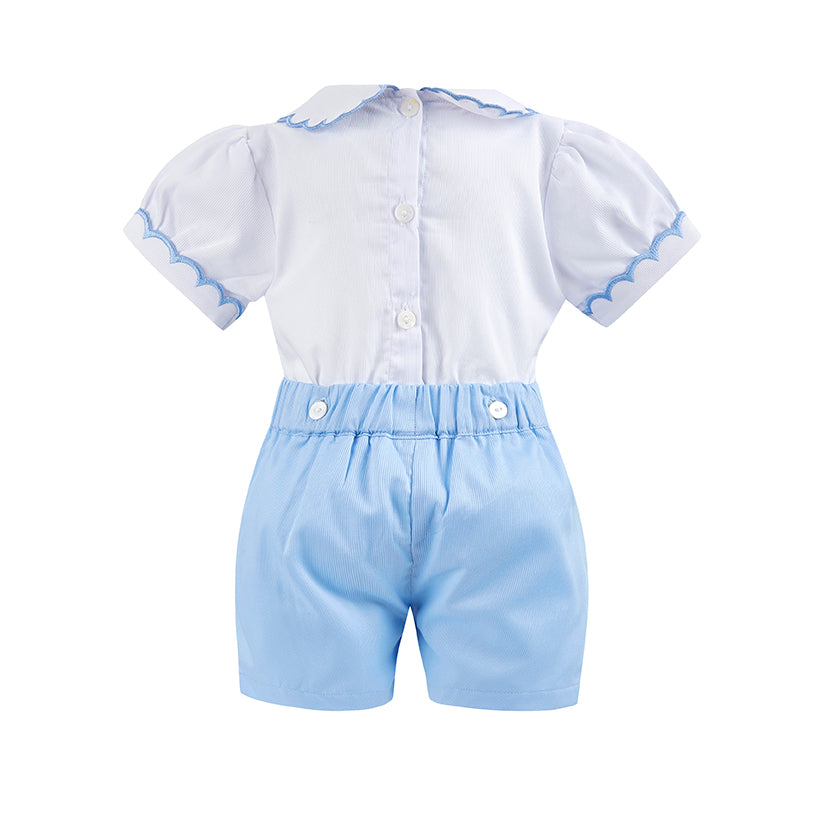 Boy's Hand Smocked lemon and blue Set ONE LEFT!