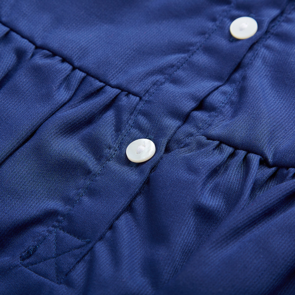 Navy full sleeved smocked romper