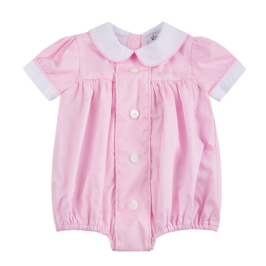Soft Pleated Romper Pink