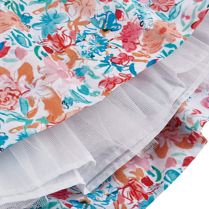 Vivid Blossom Print Frill Dress