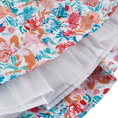 Vivid Blossom Print Frill Dress