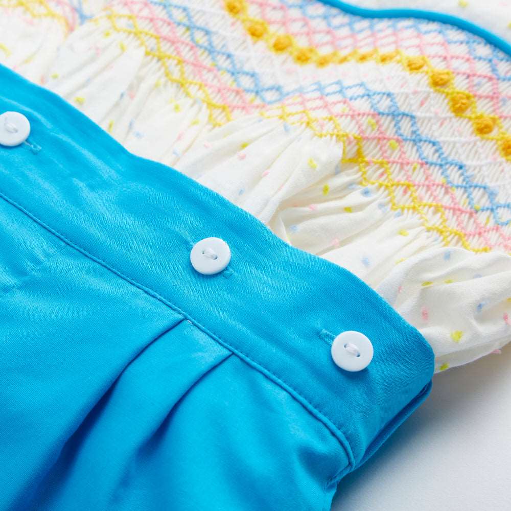 Littlemissc Boy's Hand Smocked Rainbow Set