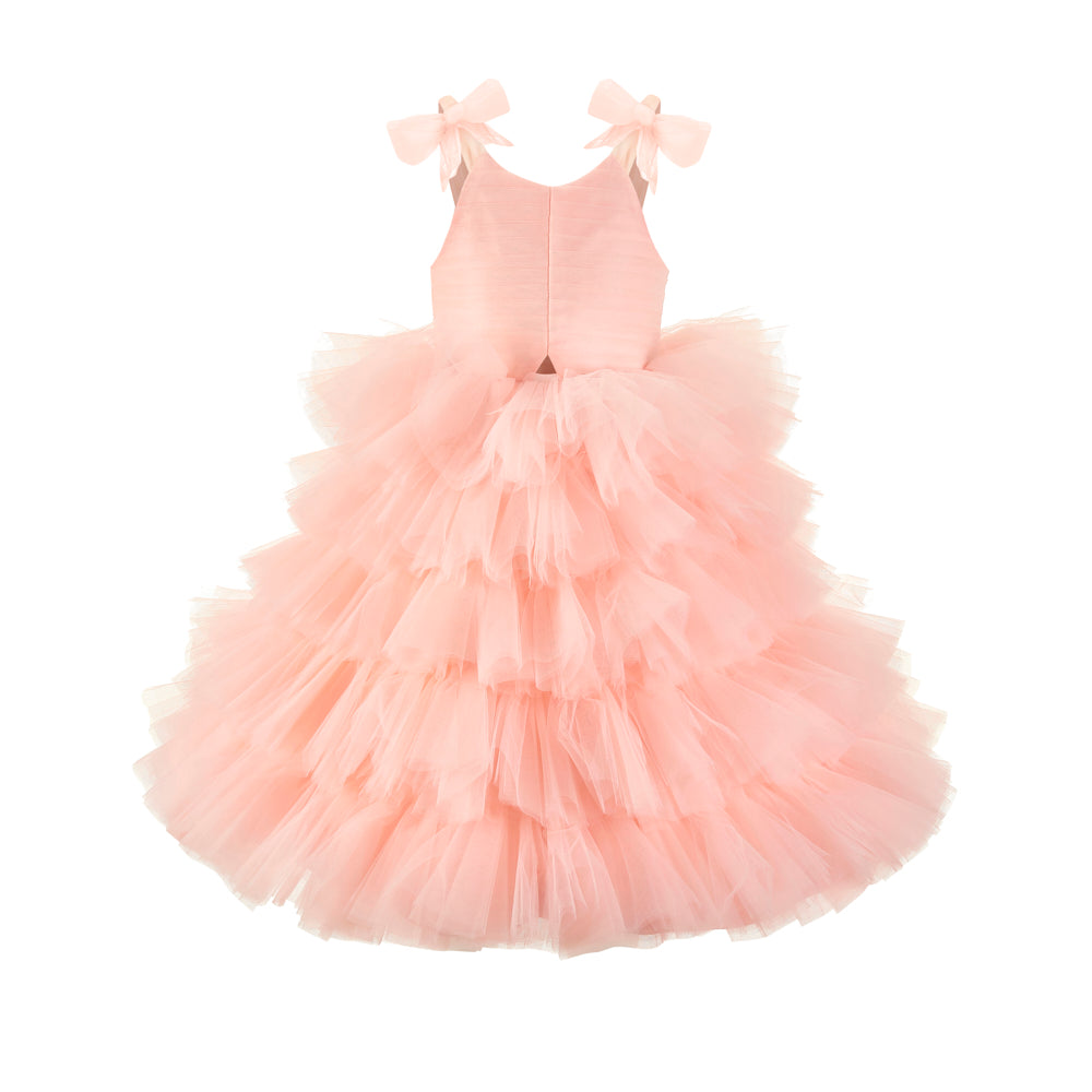 Layered tulle occasion dress pink