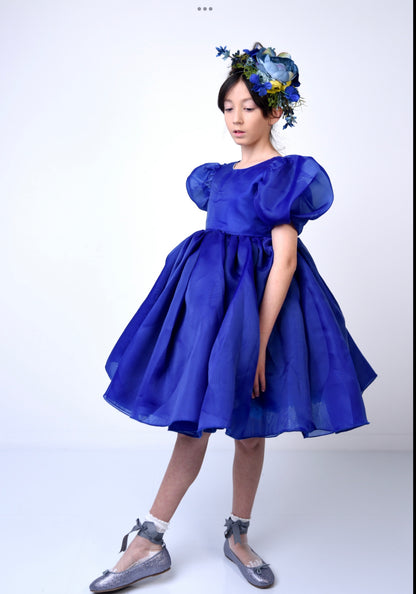 Sapphire blue tulle volume dress