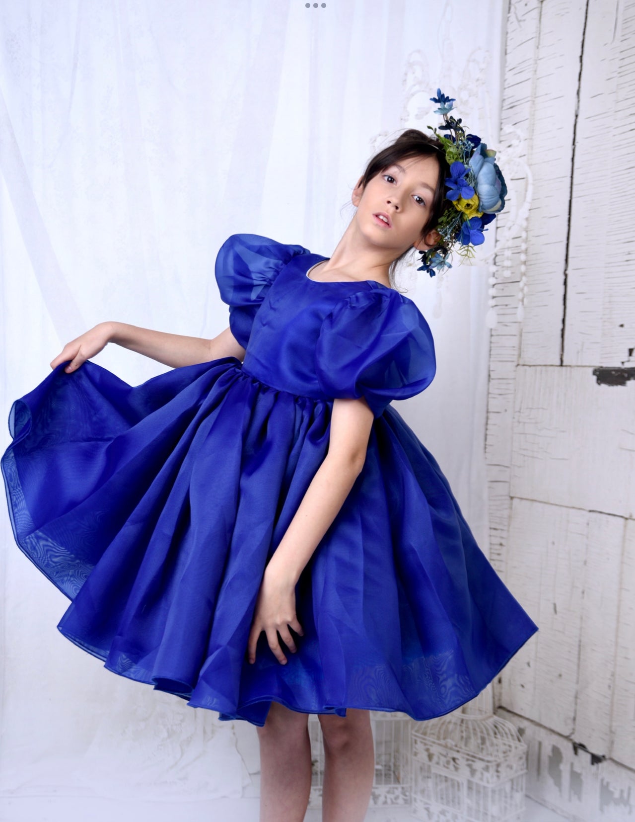 Sapphire blue tulle volume dress