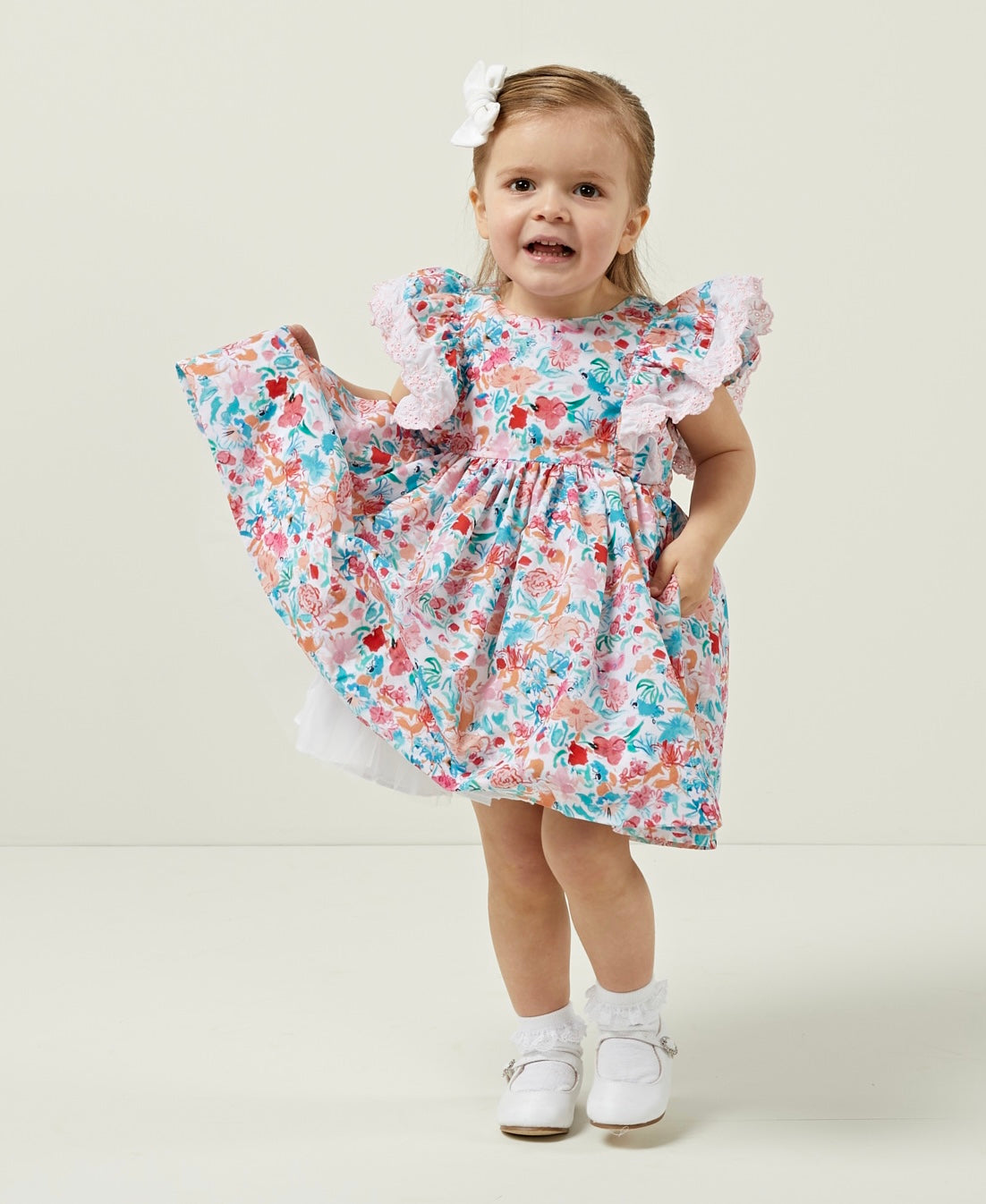 Vivid Blossom Print Frill Dress